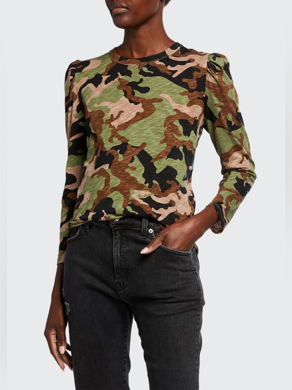 Veronica Beard Porter Camo Long Sleeve Tee